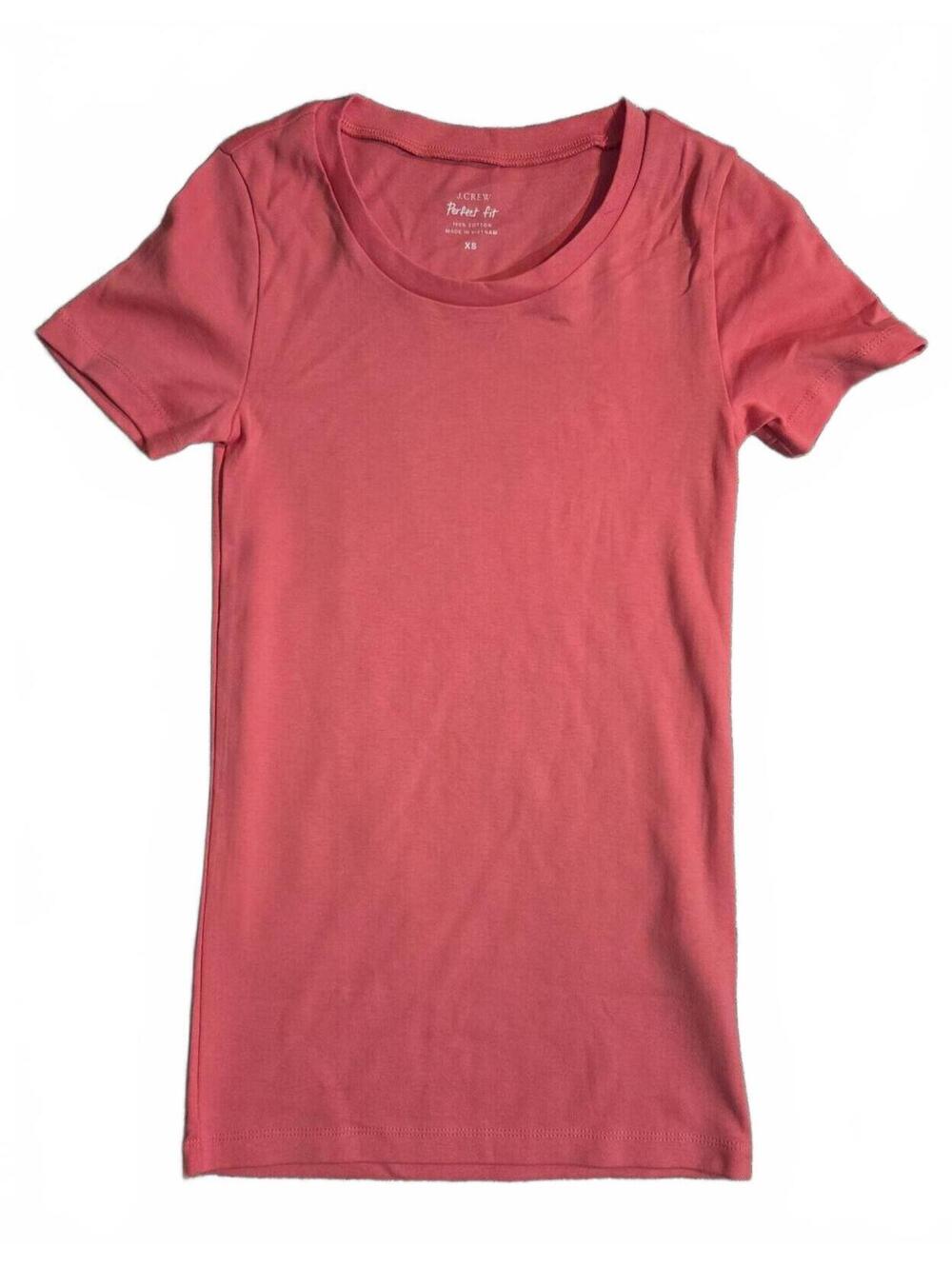 J.Crew Perfect Fit Women's T-Shirt XS Coral Pink 100% Cotton